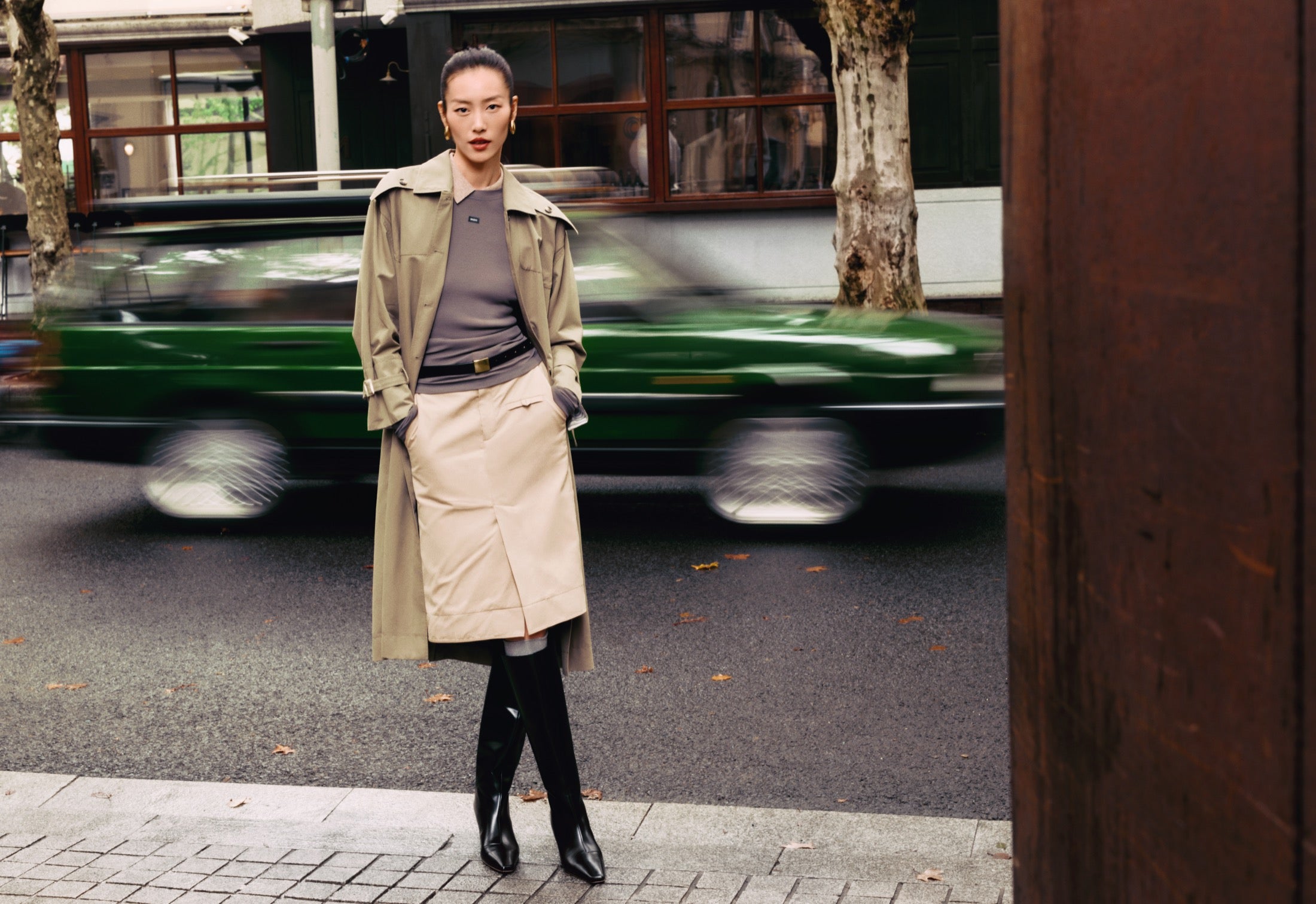 DAZZLE campaign look in Shanghai street setting