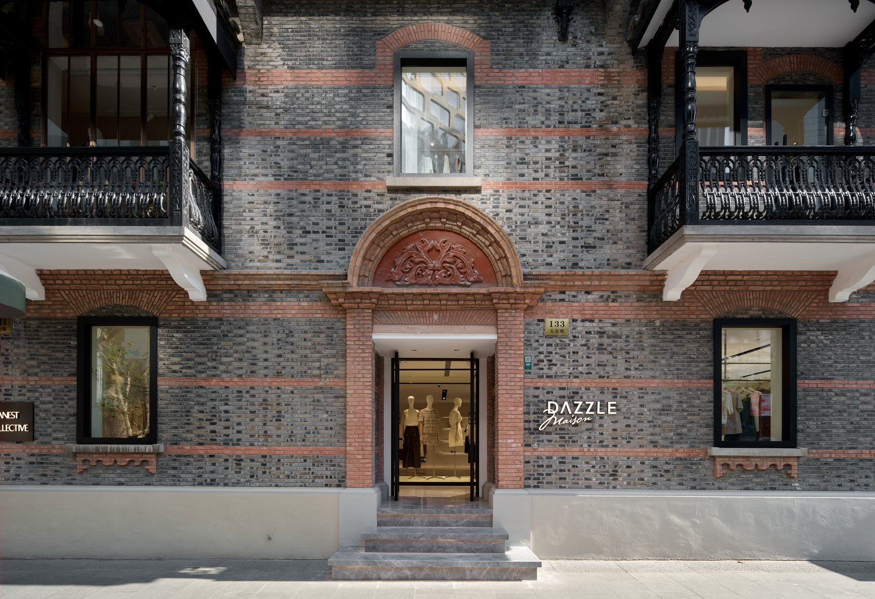 Historic Shikumen facade of DAZZLE Maison